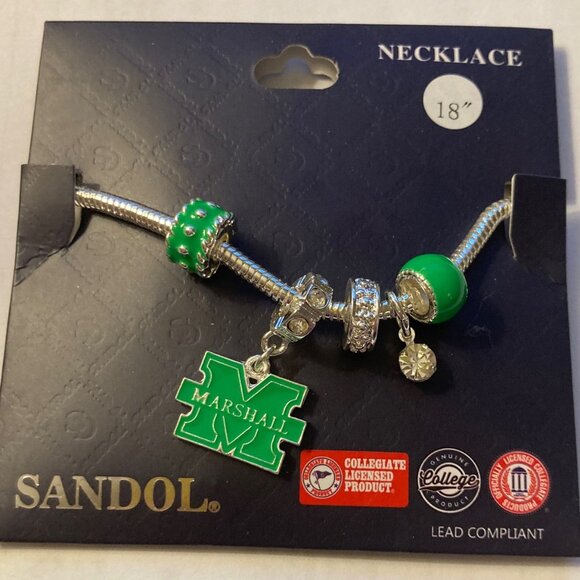 Marshall University 18" Necklace with Pendant Charms MU Thundering Herd Jewelry - Picture 2 of 2